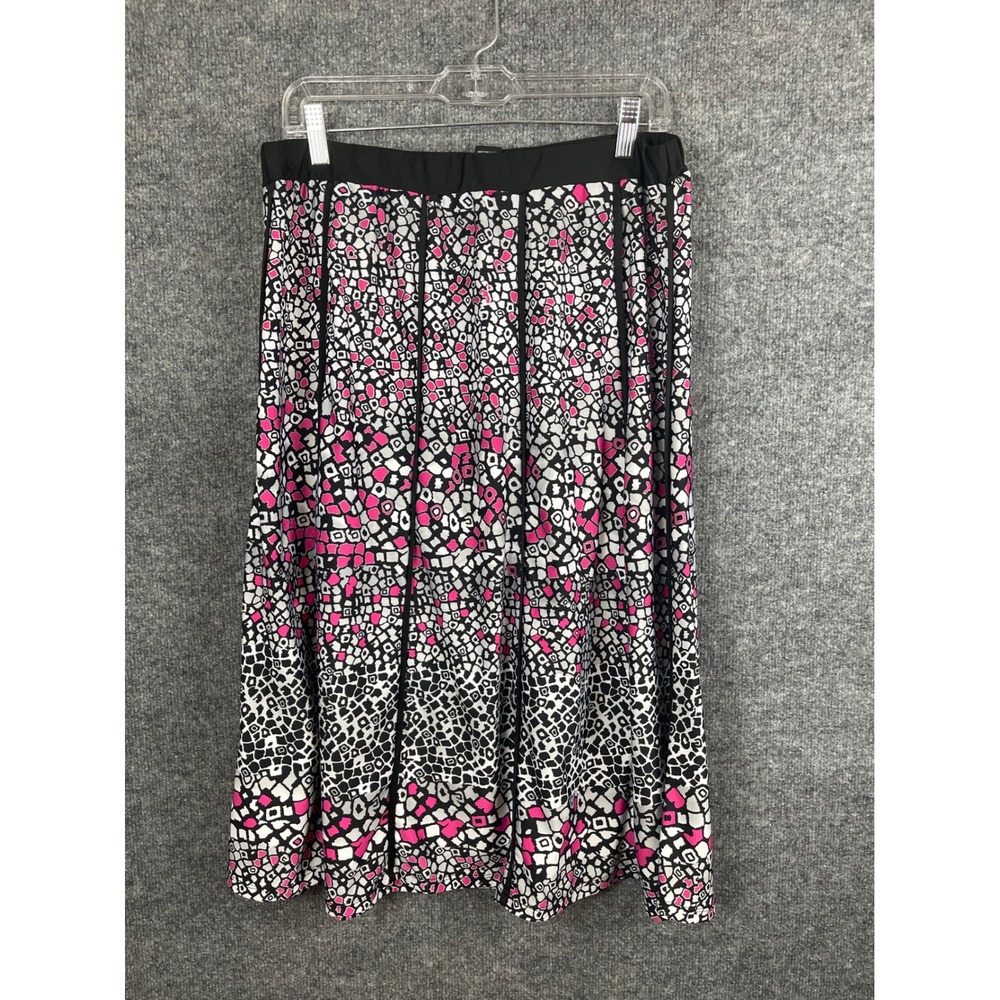 Robert Louis A-Line Skirt Womens XL Pink Black White Excellent Geometric Paneled